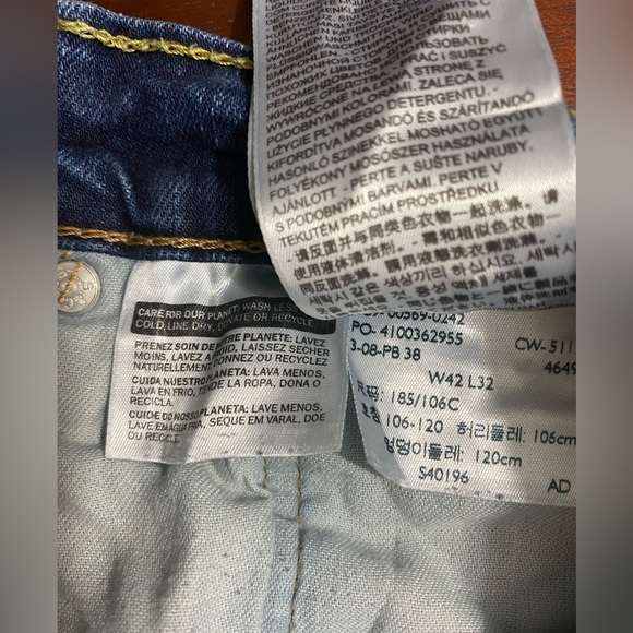 Levi’s 511 Jeans Mens Size 42x32 Medium Wash Straight Leg (Back Patch Missing) - Picture 8 of 10